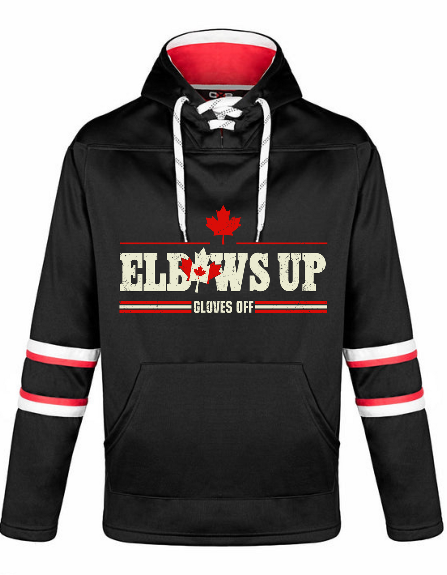 Elbows Up - Adult Pullover Hockey Lace Hooded Sweatshirt Special Offer CSW CX2
