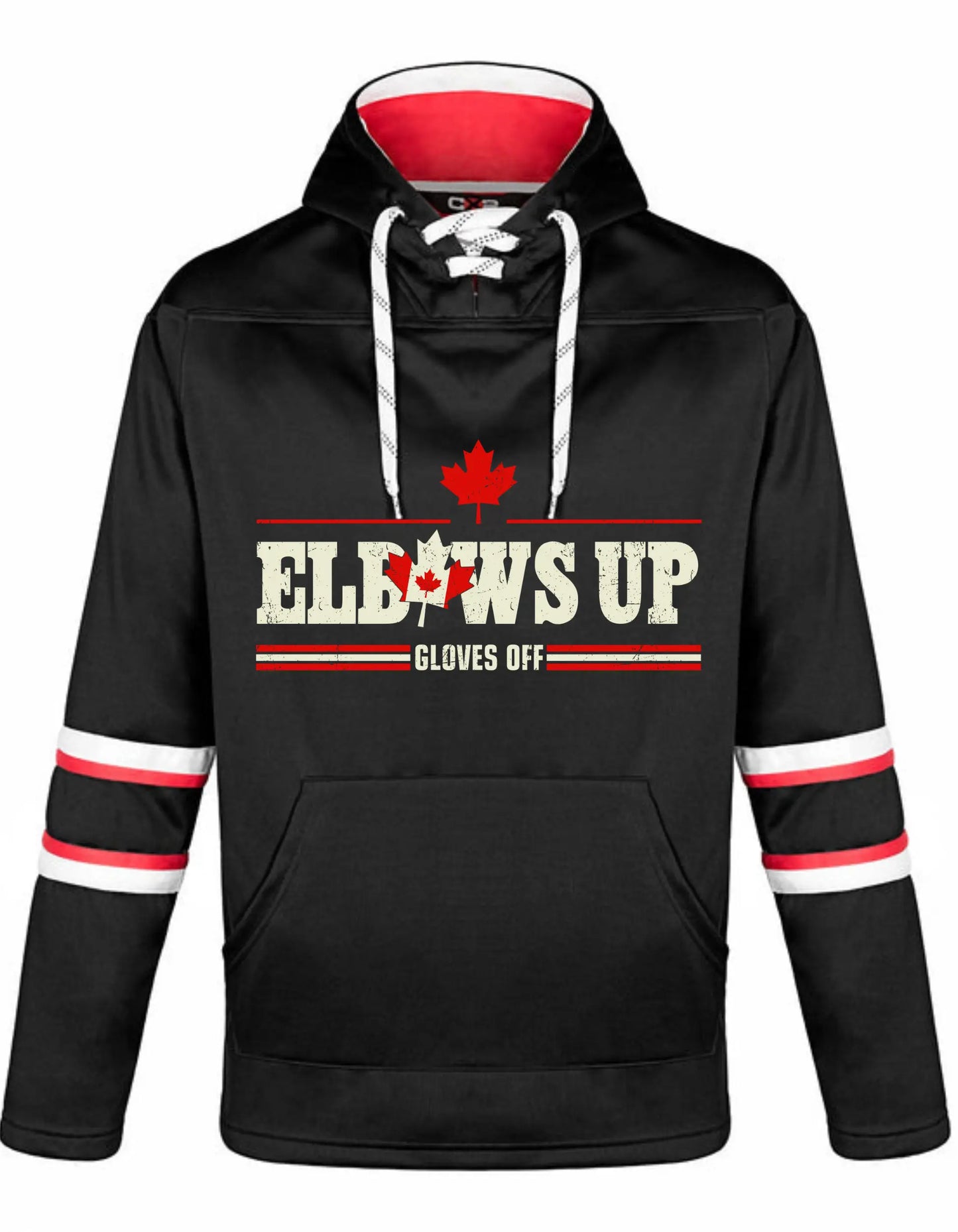Elbows Up - Adult Pullover Hockey Lace Hooded Sweatshirt Special Offer CSW CX2