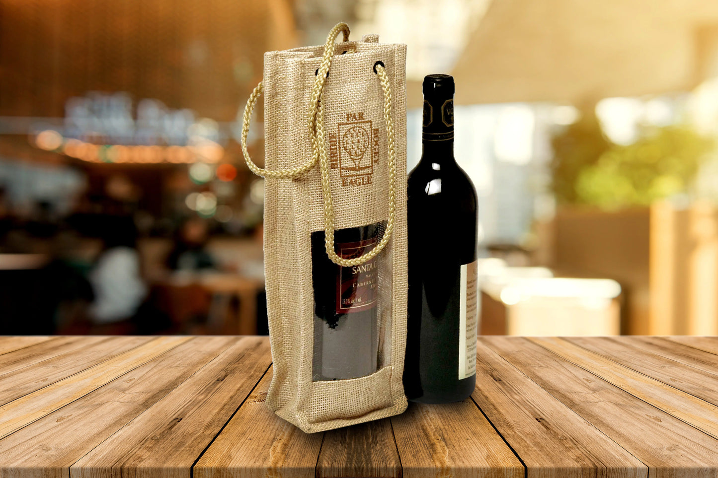Jute Single Wine Bottle Bag -B3780 - Just Tote Bags