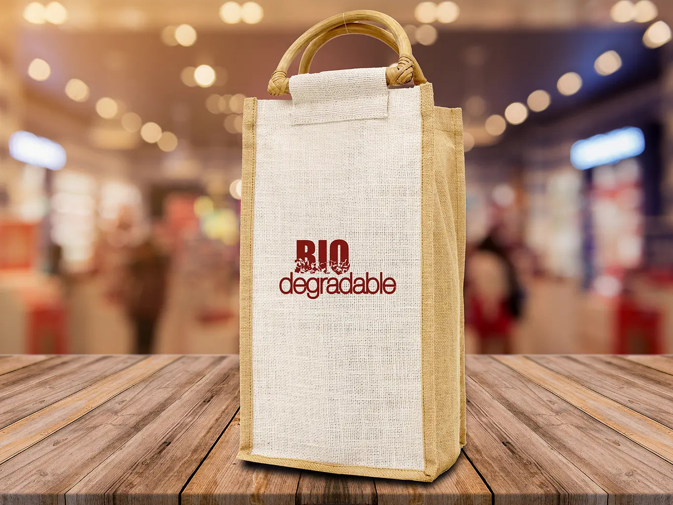 Jute 4 Bottle Wine Tote -B3785 Ecorite