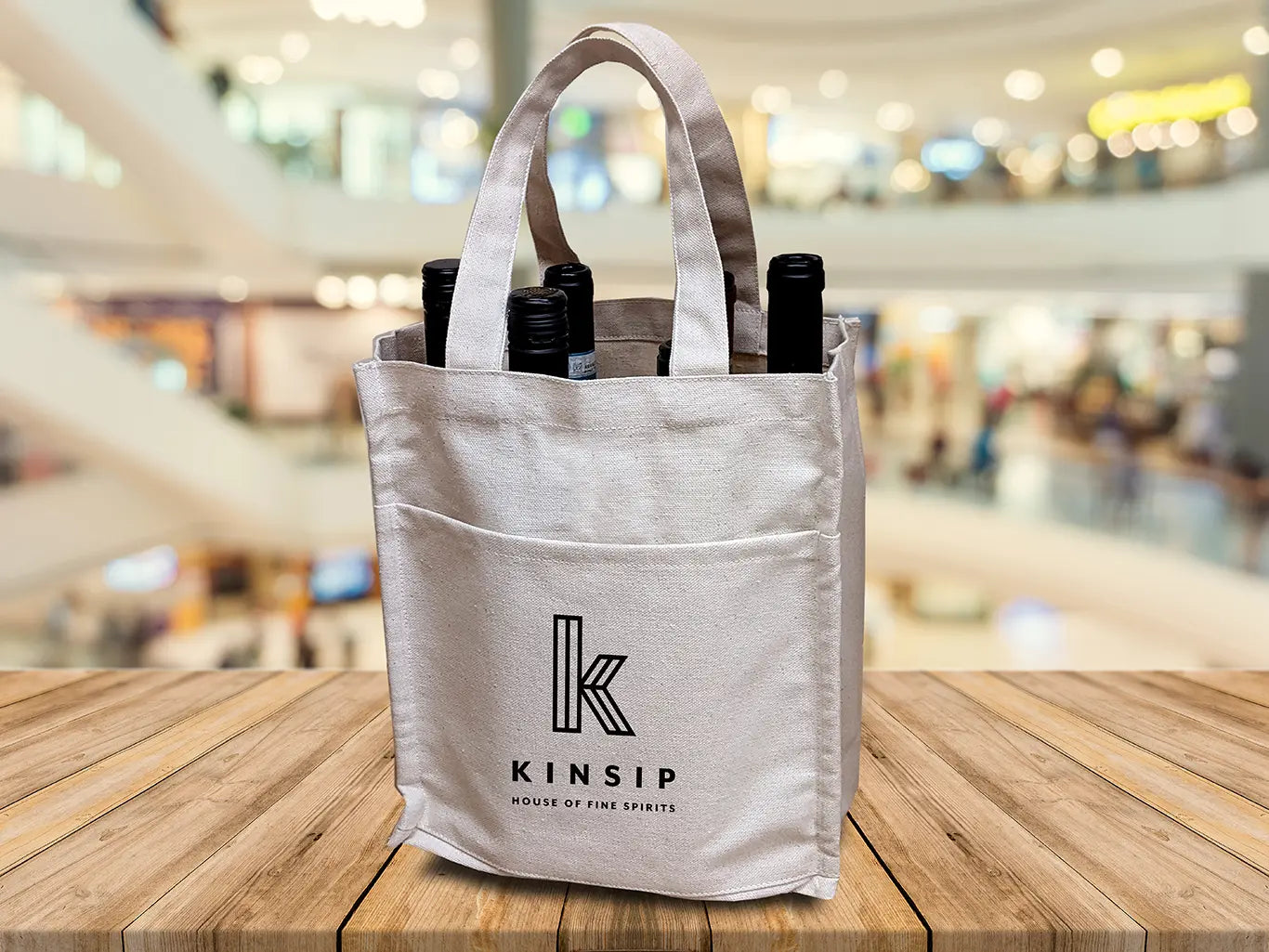 Cotton Canvas 6 bottle Wine Tote -B3800 - Just Tote Bags