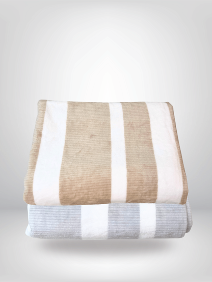 Striped Flannel Fleece Blanket -B5665 Ecorite