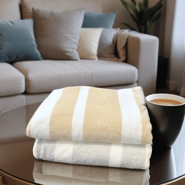 Striped Flannel Fleece Blanket -B5665 Ecorite