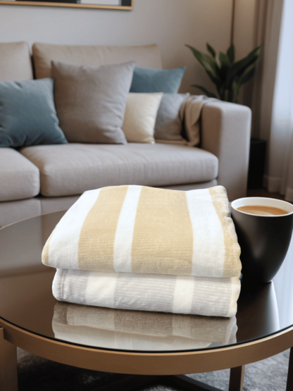 Striped Flannel Fleece Blanket -B5665 Ecorite
