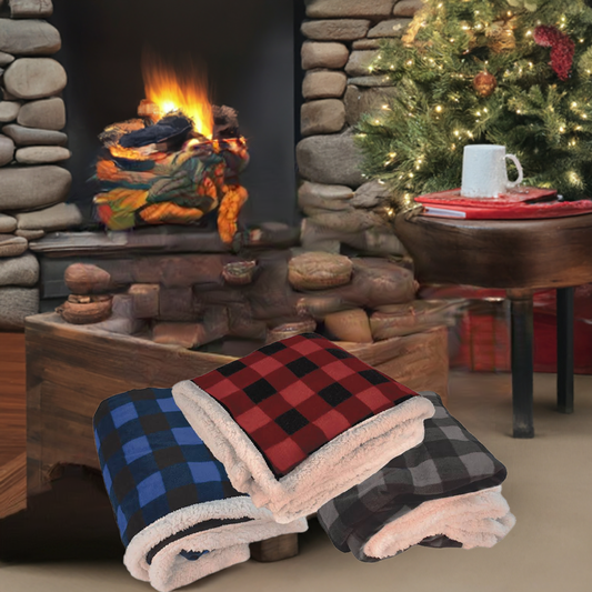 Deluxe Sherpa Throw Blanket- Buffalo Check -B5685