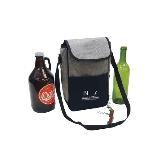 2-Bottle Wine/Growler Cooler with Corkscrew -B5310