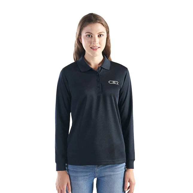 Birdie -Ladies Long Sleeve Pique Mesh Polo - Just Tote Bags