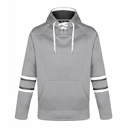 Dangle -Adult Pullover Hockey Lace Hooded Sweatshirt - Just Tote Bags