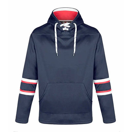 Dangle -Adult Pullover Hockey Lace Hooded Sweatshirt - Just Tote Bags