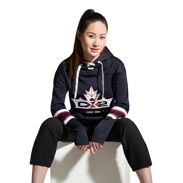 Dangle -Adult Pullover Hockey Lace Hooded Sweatshirt - Just Tote Bags