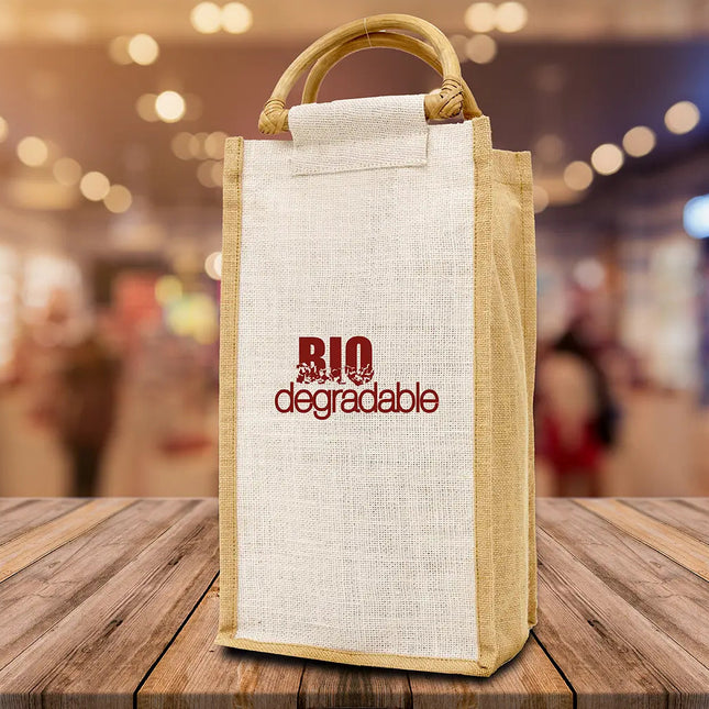 Ecorite Jute 4 Bottle Wine Tote - B3785 - Just Tote Bags