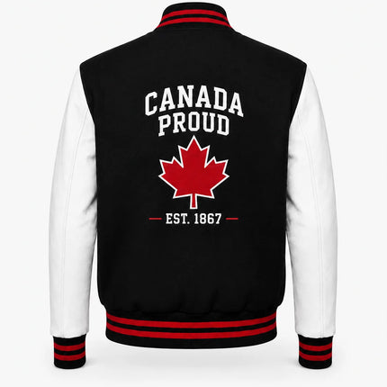 Adult Canada Proud Melton/Leather Varsity Jacket - ZDJK382CP