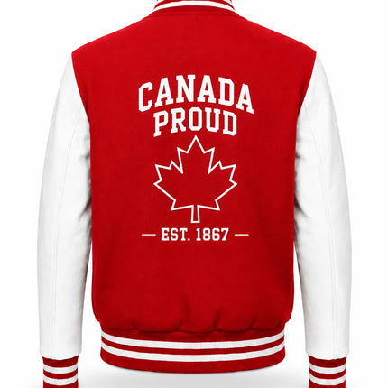 Adult Canada Proud Melton/Leather Varsity Jacket - ZDJK382CP