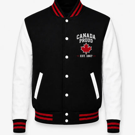 Adult Canada Proud Melton/Leather Varsity Jacket - ZDJK382CP