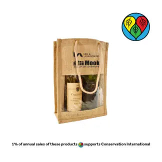Jute Double Wine Bag - B3790 - Just Tote Bags
