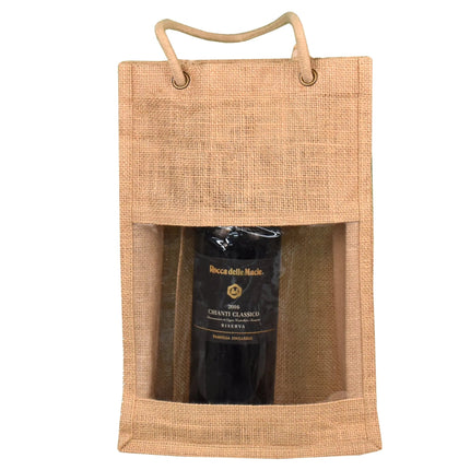 Jute Double Wine Bag - B3790 - Just Tote Bags