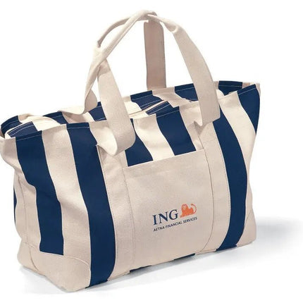 Large Striped Canvas Tote - Just Tote Bags