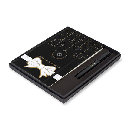 Moleskine® Hard Cover Holiday Notebook and GO Pen Gift Set - Just Tote Bags