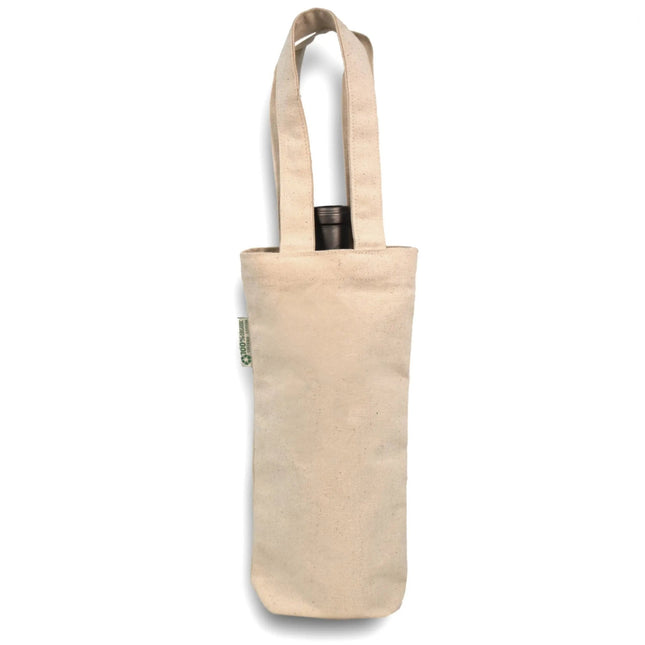 Organic Cotton Single Bottle Wine Bag - B3760 - Just Tote Bags