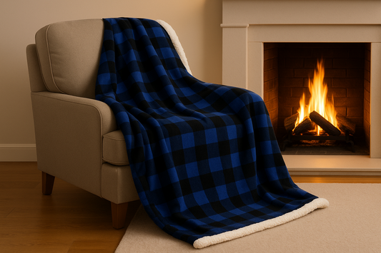 B5685 Deluxe Sherpa Throw Blanket (Buffalo Check)