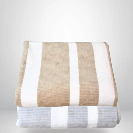 Striped Flannel Fleece Blanket -B5665 - Just Tote Bags
