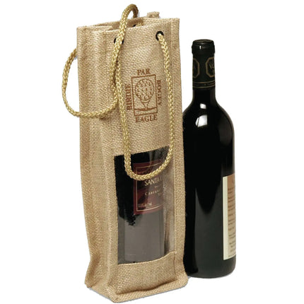 B3780 Jute Single Wine Bottle Bag (Bulk Buy)