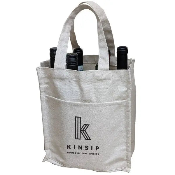 Cotton Canvas 6 bottle Wine Tote -B3800 - Just Tote Bags