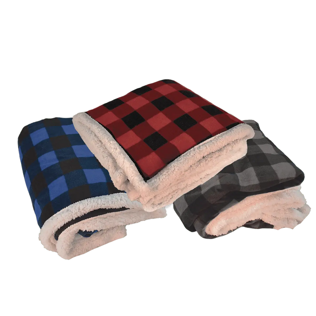 Deluxe Sherpa Throw Blanket- Buffalo Check -B5685 - Just Tote Bags