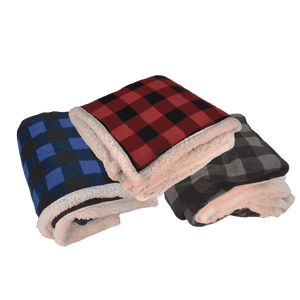 Deluxe Sherpa Throw Blanket- Buffalo Check
