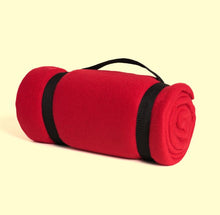 Load image into Gallery viewer, Whipstitch Fleece Blanket with Strap
