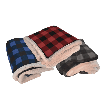 Deluxe Sherpa Throw Blanket- Buffalo Check - B5685 - Just Tote Bags