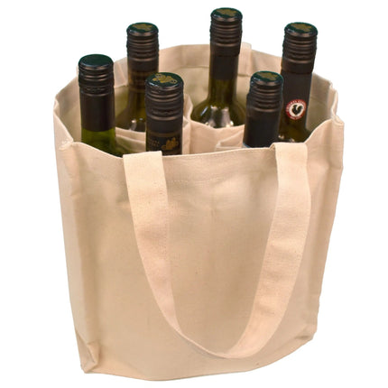 Ecorite Cotton Canvas 6 bottle Wine Tote - B3800 - Just Tote Bags