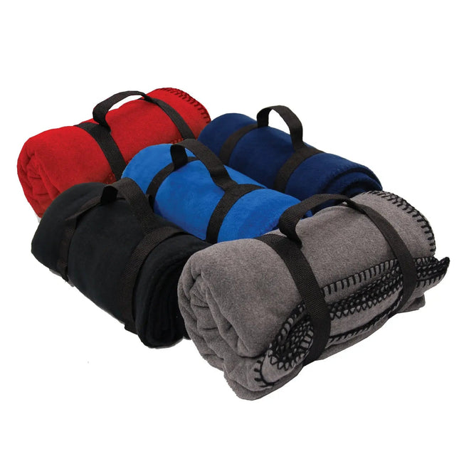 Whipstitch Fleece Blanket with Strap -B5660 - Just Tote Bags